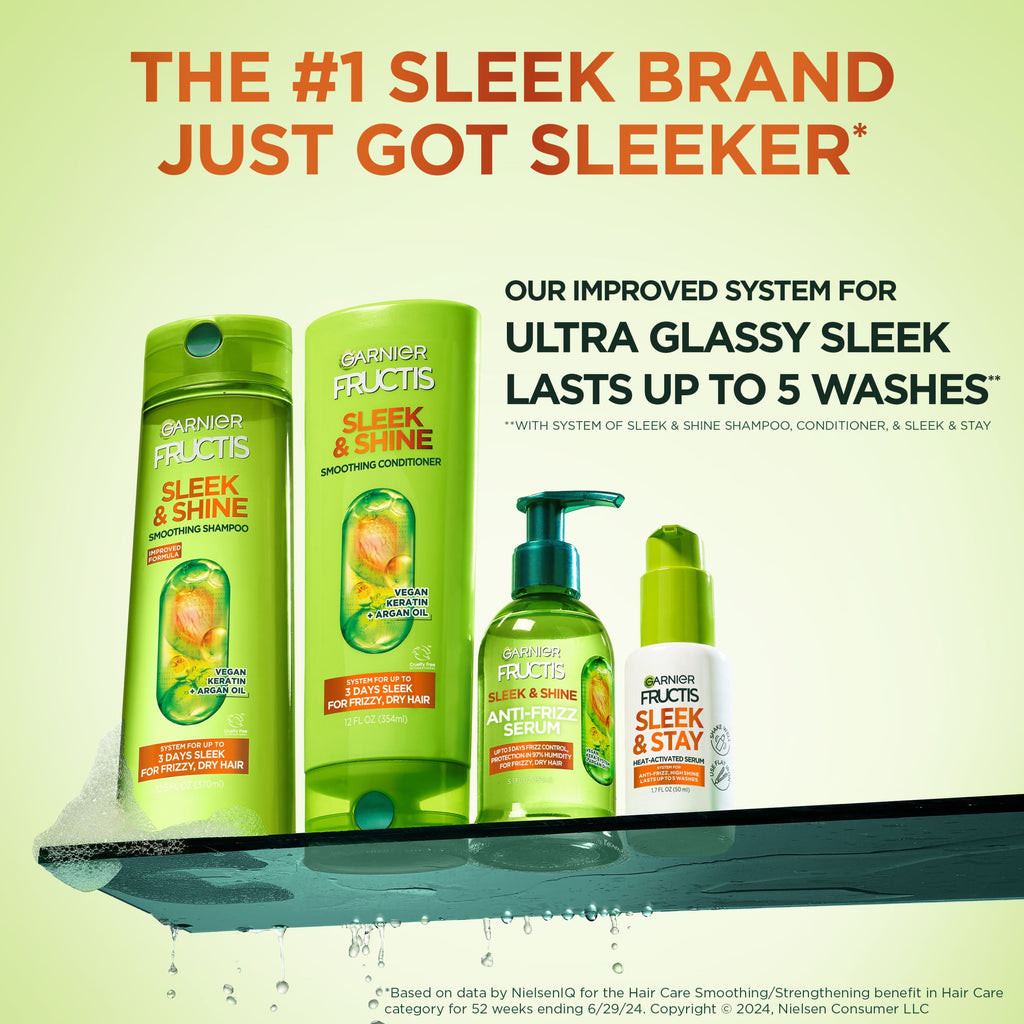 Garnier Fructis Sleek & Shine Sleek and Stay, for Frizzy and Dry Hair, Pump, 1.69 fl oz