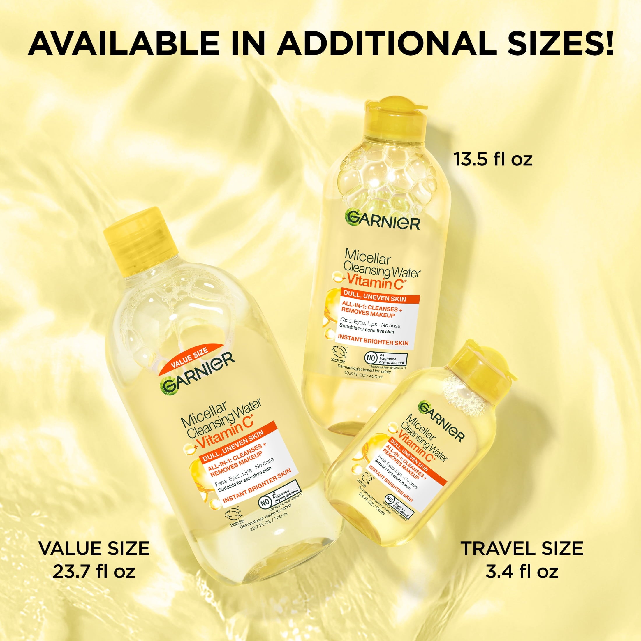 Garnier SkinActive Micellar Cleansing Water All in 1 Vitamin C Makeup Remover, Face Cleanser, 13.5 fl oz
