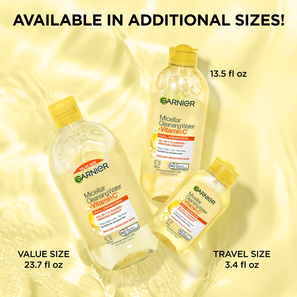 Garnier SkinActive Micellar Cleansing Water All in 1 Vitamin C Makeup Remover, Face Cleanser, 23.7 fl oz