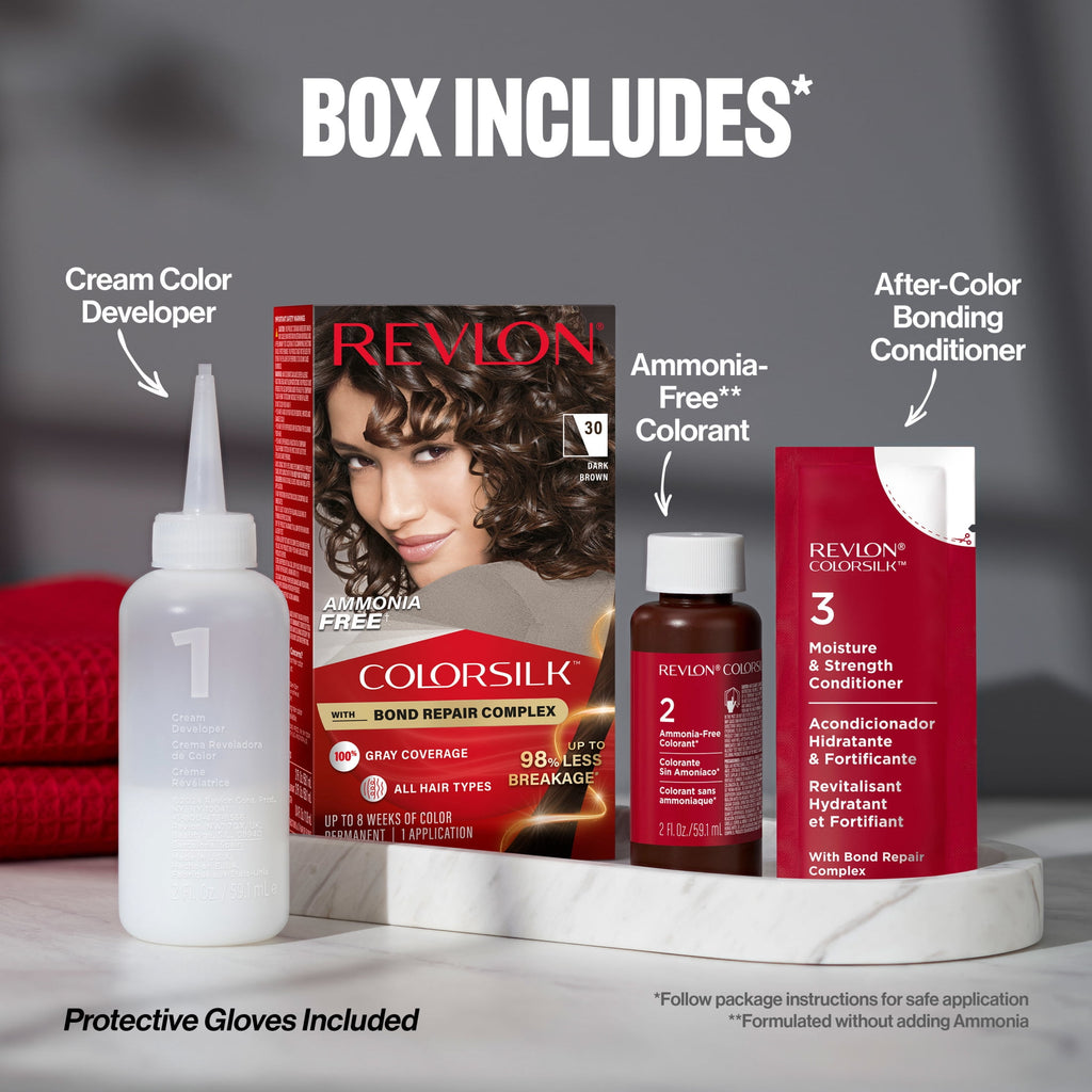 Revlon ColorSilk Permanent Hair Color, Bond Repair Complex, 48 Burgundy, 1 pack