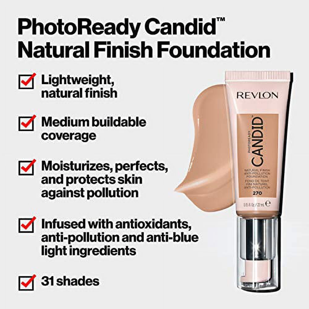 Revlon PhotoReady Candid Natural Finish Foundation, with Anti-Pollution, Antioxidant, Anti-Blue Light Ingredients, Buff, 0.75 oz.