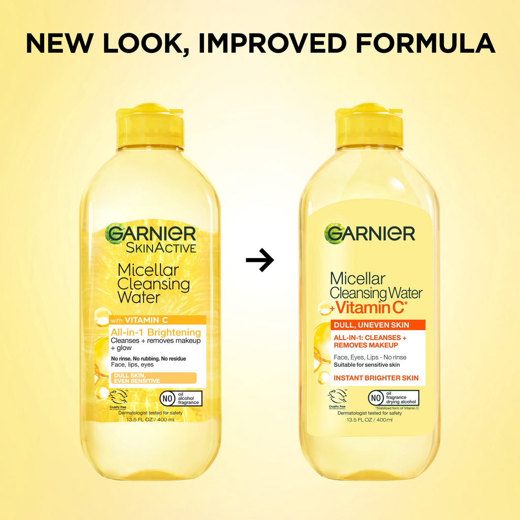 Garnier SkinActive Micellar Cleansing Water All in 1 Vitamin C Makeup Remover, Face Cleanser, 23.7 fl oz