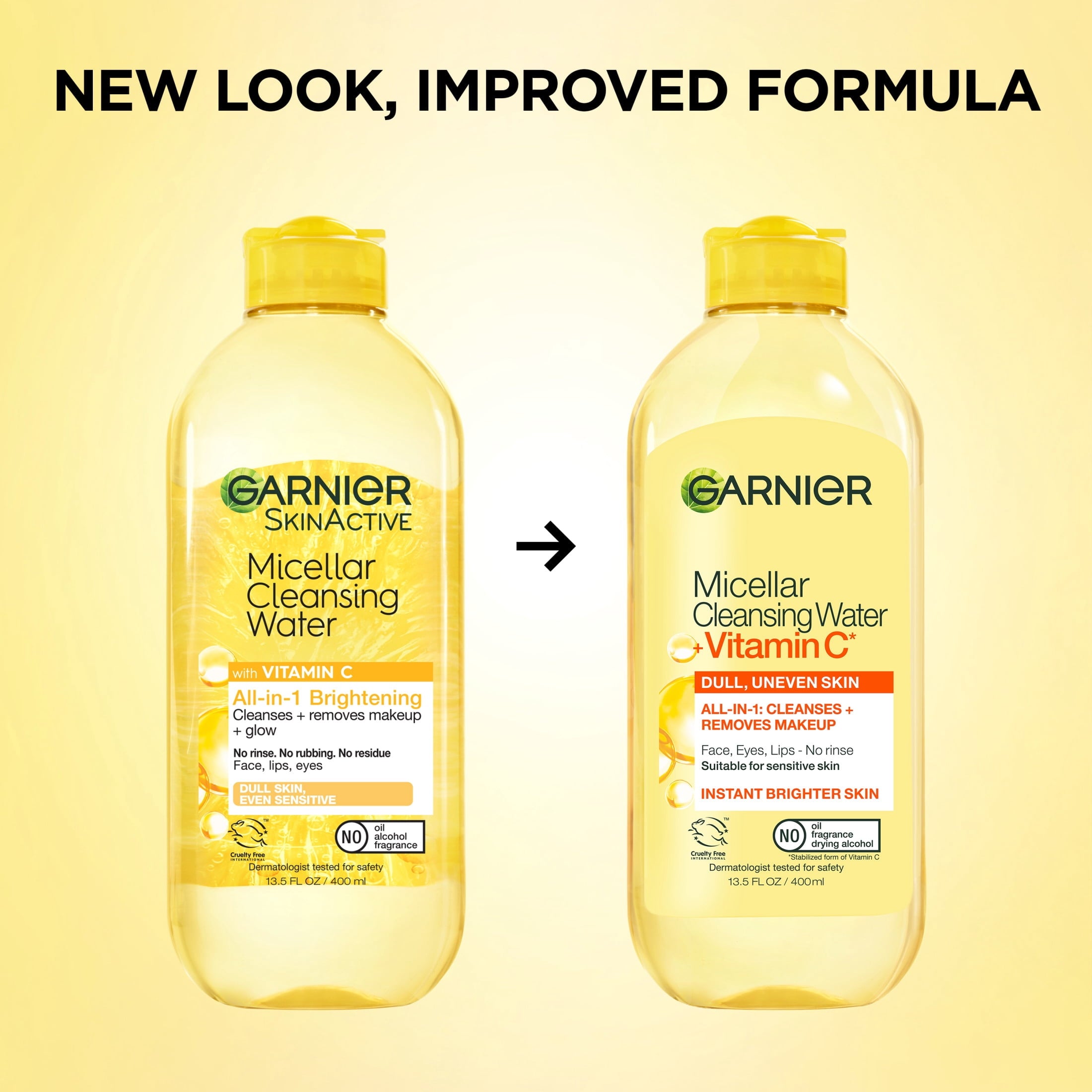 Garnier SkinActive Micellar Cleansing Water All in 1 Vitamin C Makeup Remover, Face Cleanser, 23.7 fl oz