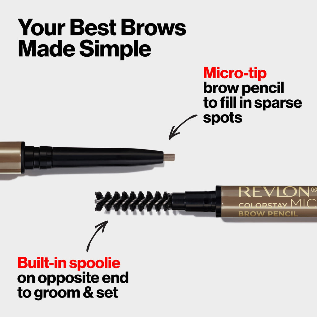 Revlon ColorStay Micro Waterproof and Long Wearing Eyebrow Pencil, 457 Soft Black, 0.003 oz