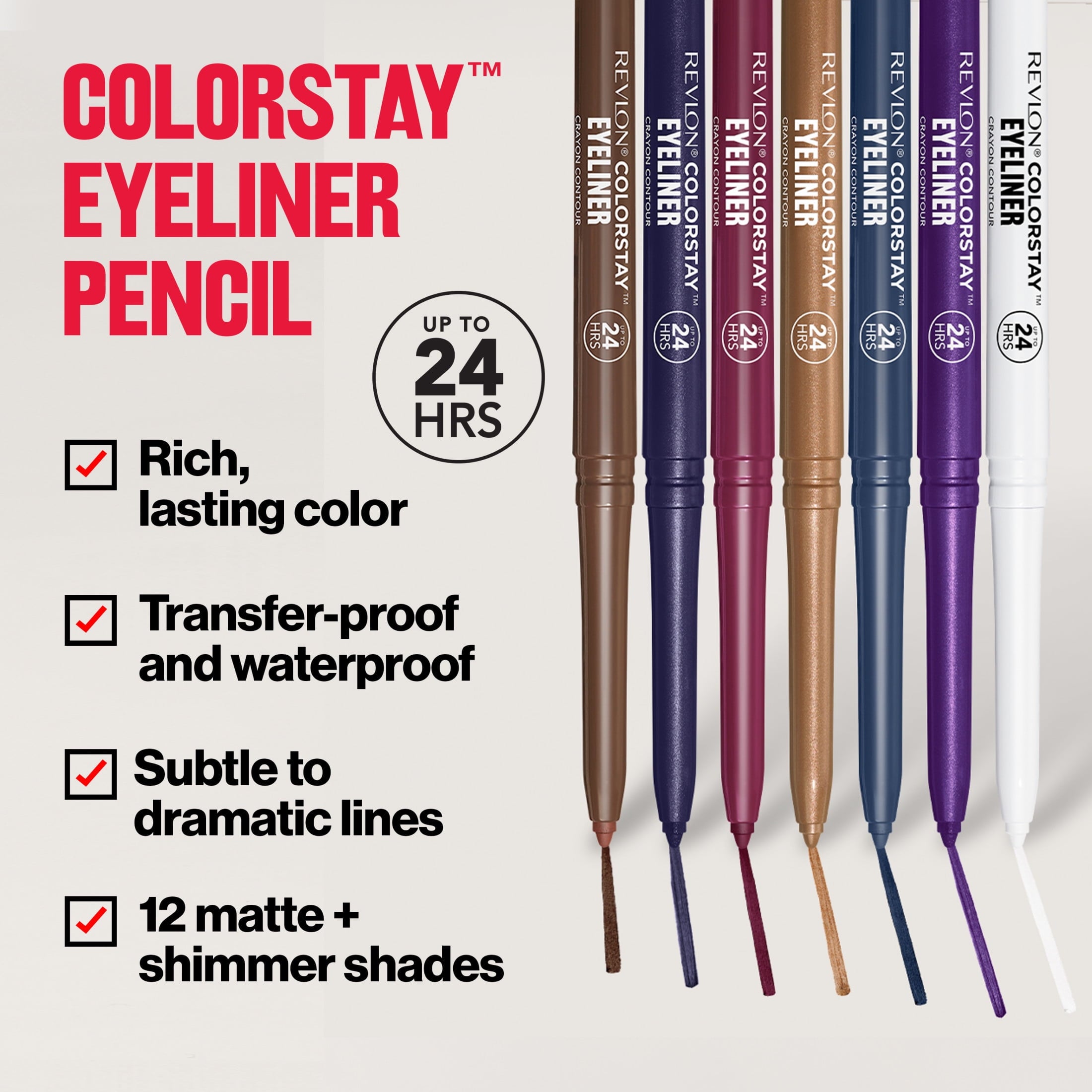 Revlon ColorStay Waterproof Eyeliner Pencil, Built-In Sharpener, 201 Black, 0.01 oz