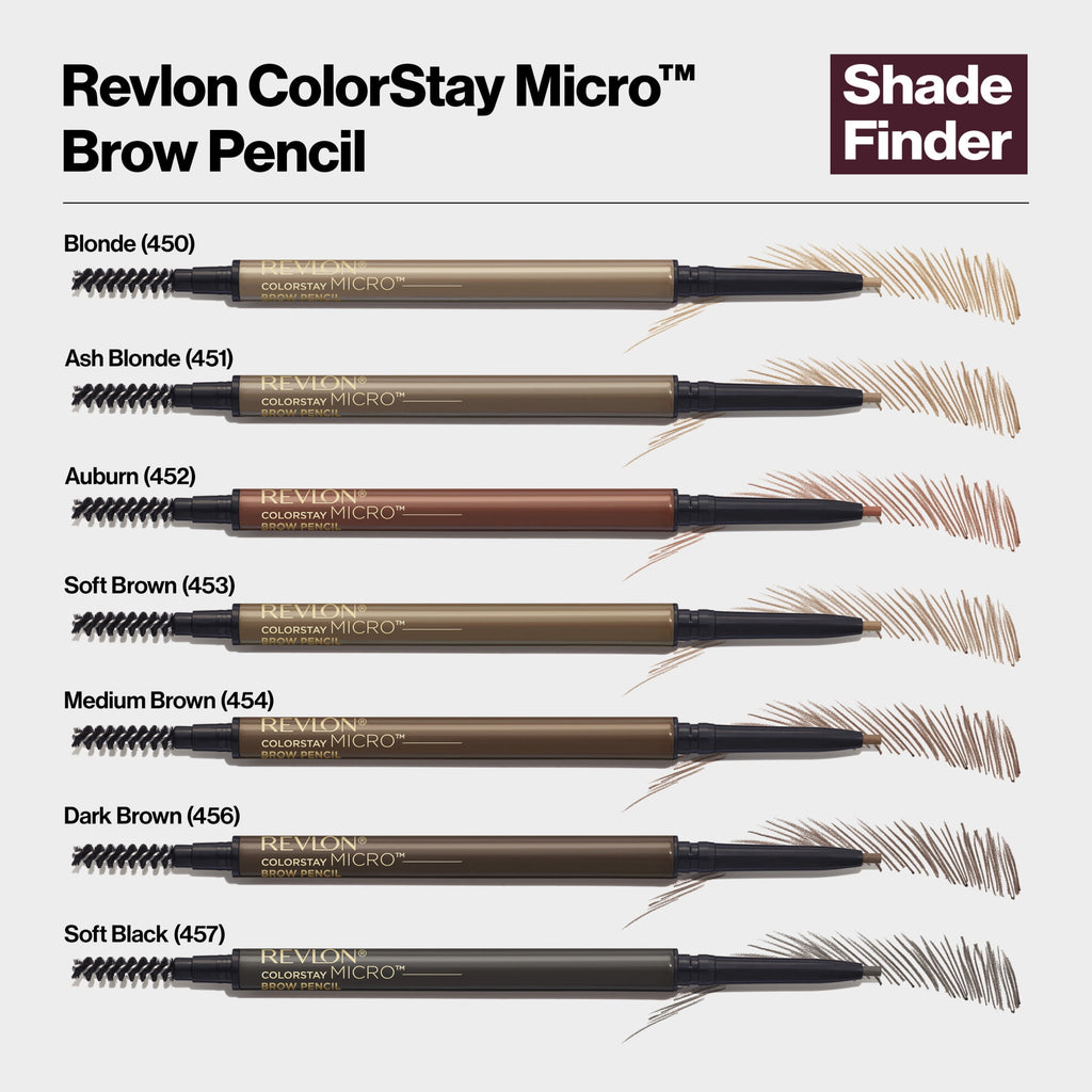 Revlon ColorStay Micro Waterproof and Long Wearing Eyebrow Pencil, 457 Soft Black, 0.003 oz