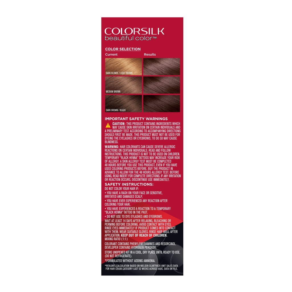 Revlon Colorsilk Beautiful Color Permanent Hair Color 3 Pack, 027 Deep Rich Brown, 3 Pack