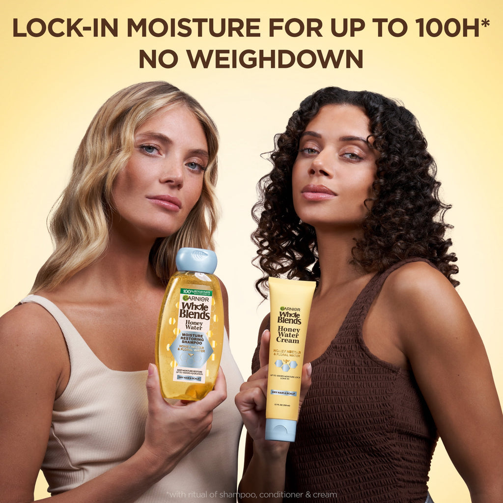 Garnier Whole Blends Honey Water Moisture Restoring Shampoo, Dry Hair, 28 fl oz