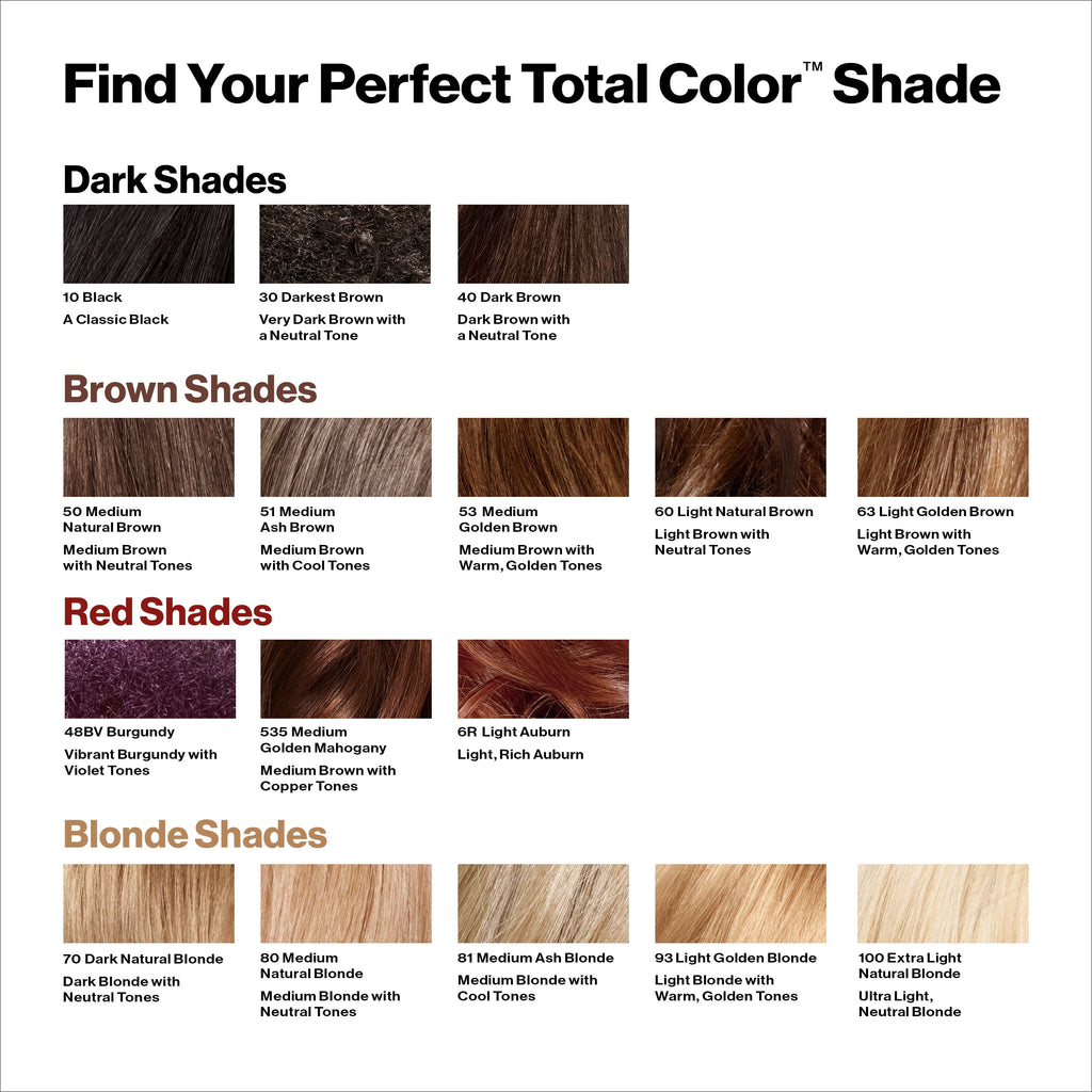 Revlon Total Color Hair Color, Clean and Vegan, 100% Gray Coverage Permanent Hair Dye - 30 Darkest Brown