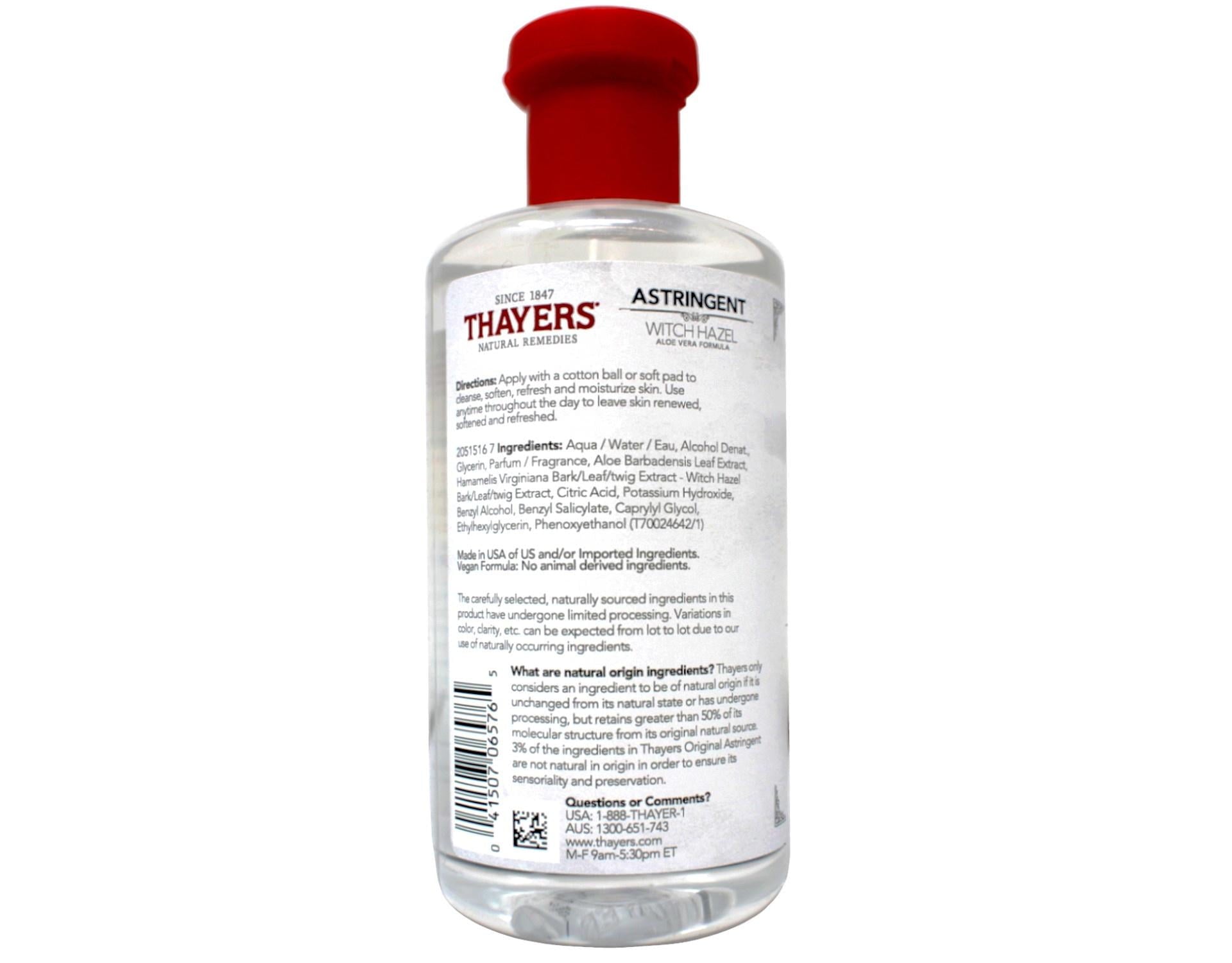 Thayers Original Witch Hazel Astringent With Aloe Vera, 12 Ounce - 4 Pack
