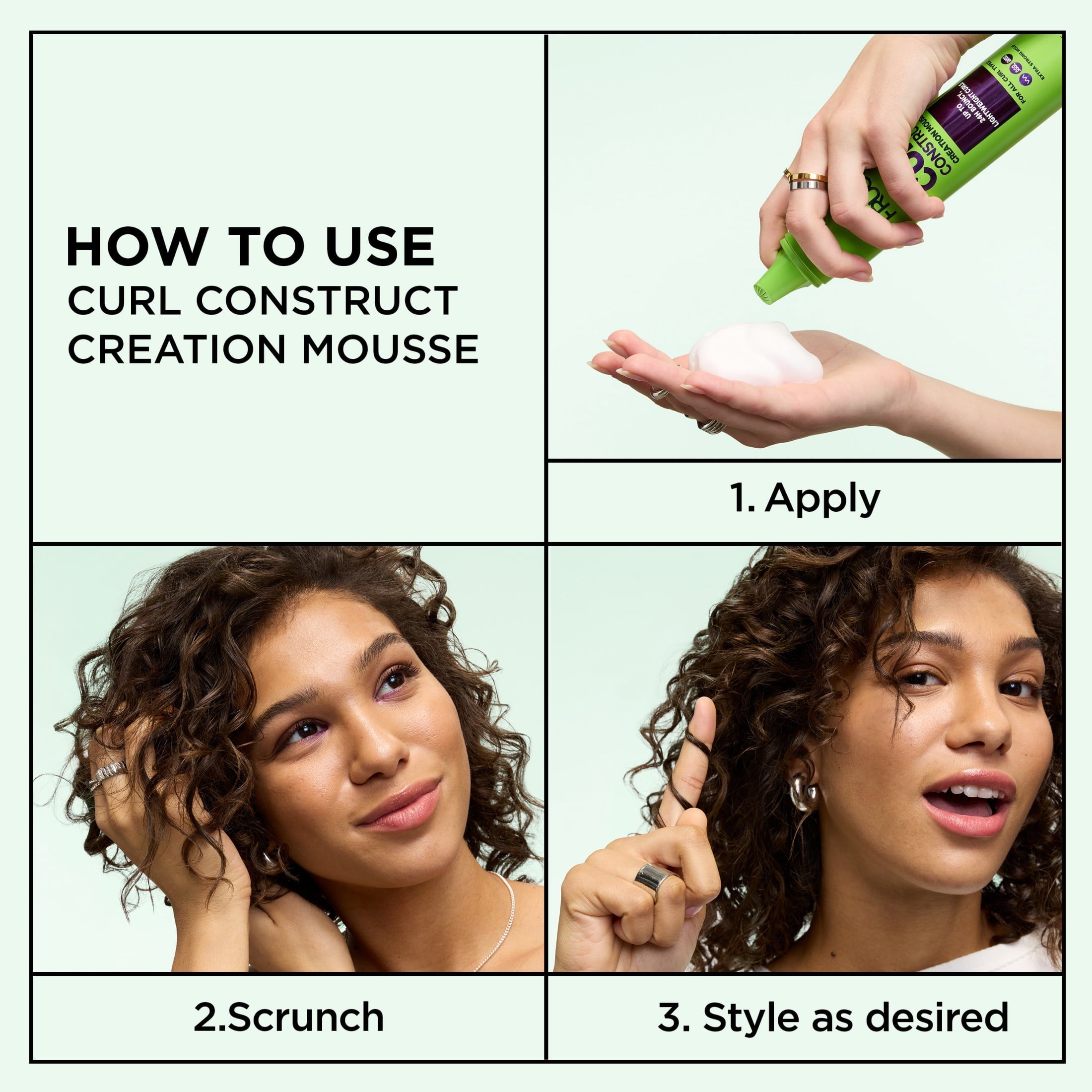 Garnier Fructis Style Curl Construct Creation Mousse, For Curly Hair, 6.8 oz.