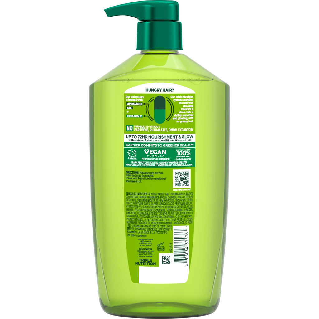 Garnier Fructis Triple Nutrition Nourishing Shampoo with Vitamin E, 33.8 fl oz