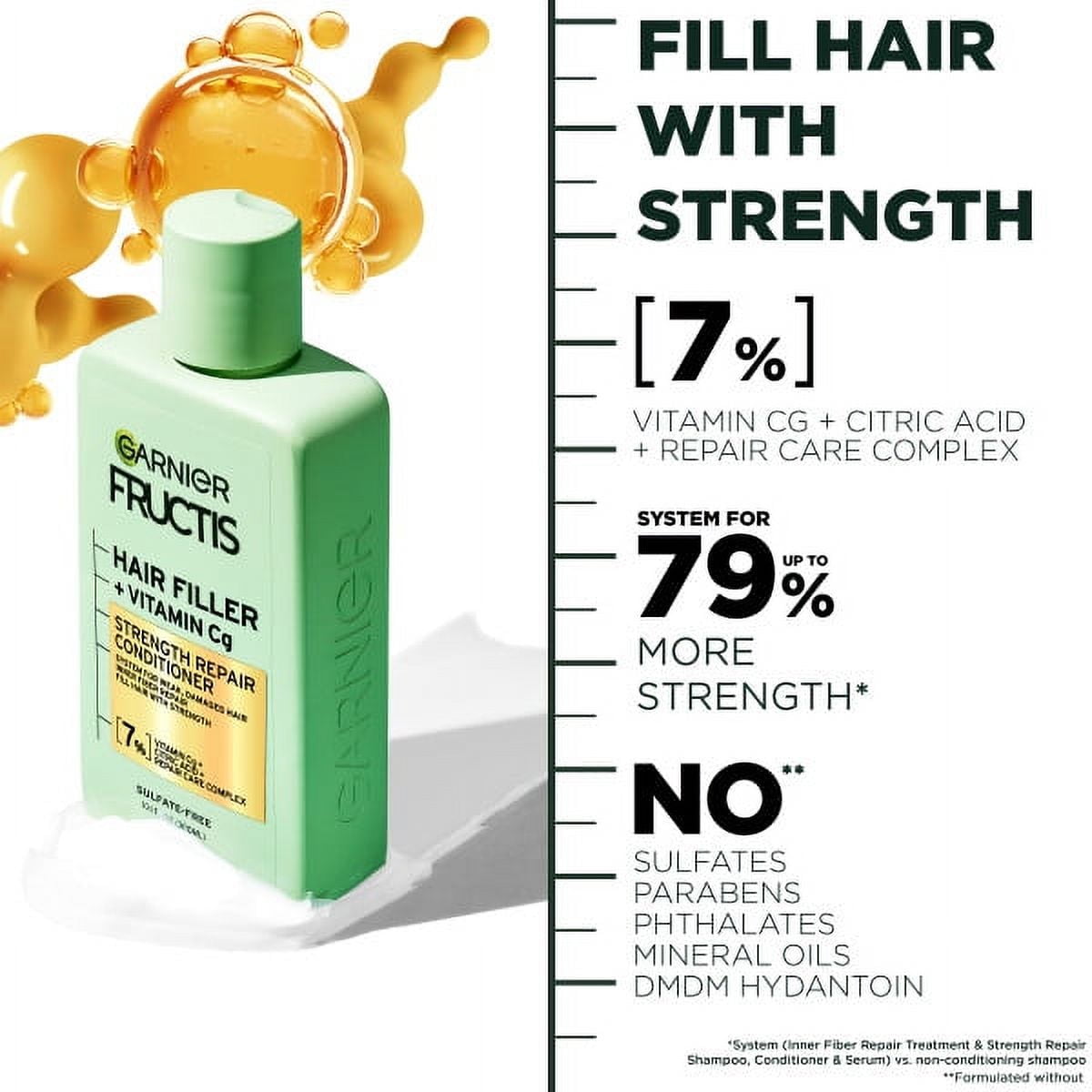 Garnier Fructis Hair Filler Vitamin Strength Repair Shampoo & Conditioner Set, 10.1 fl oz