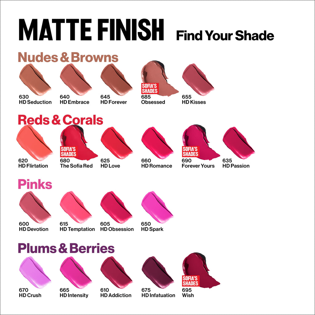 Revlon x Sofia Carson Ultra HD Matte Lipcolor Moisturizing Lipstick - Wish