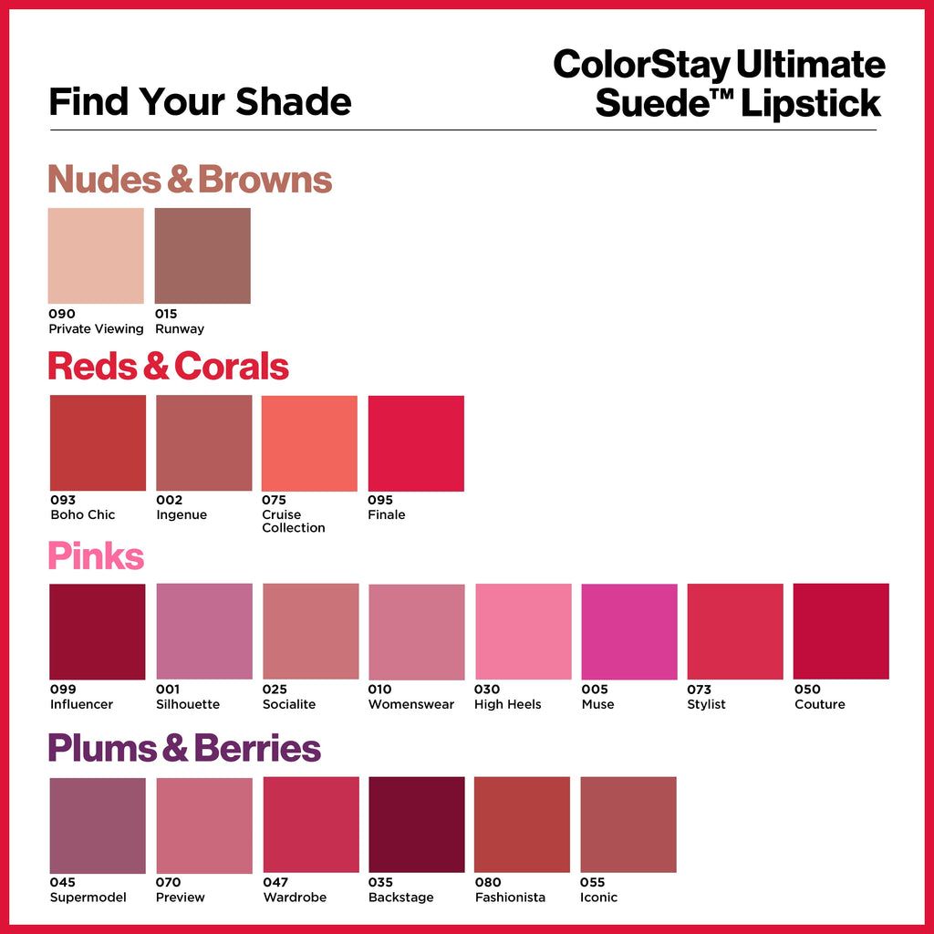 Revlon ColorStay Ultimate Suede Lipstick, Longwear Soft, Ultra-Hydrating High-Impact Lip Color, Formulated with Vitamin E, 093 Boho Chic, 0.048 oz
