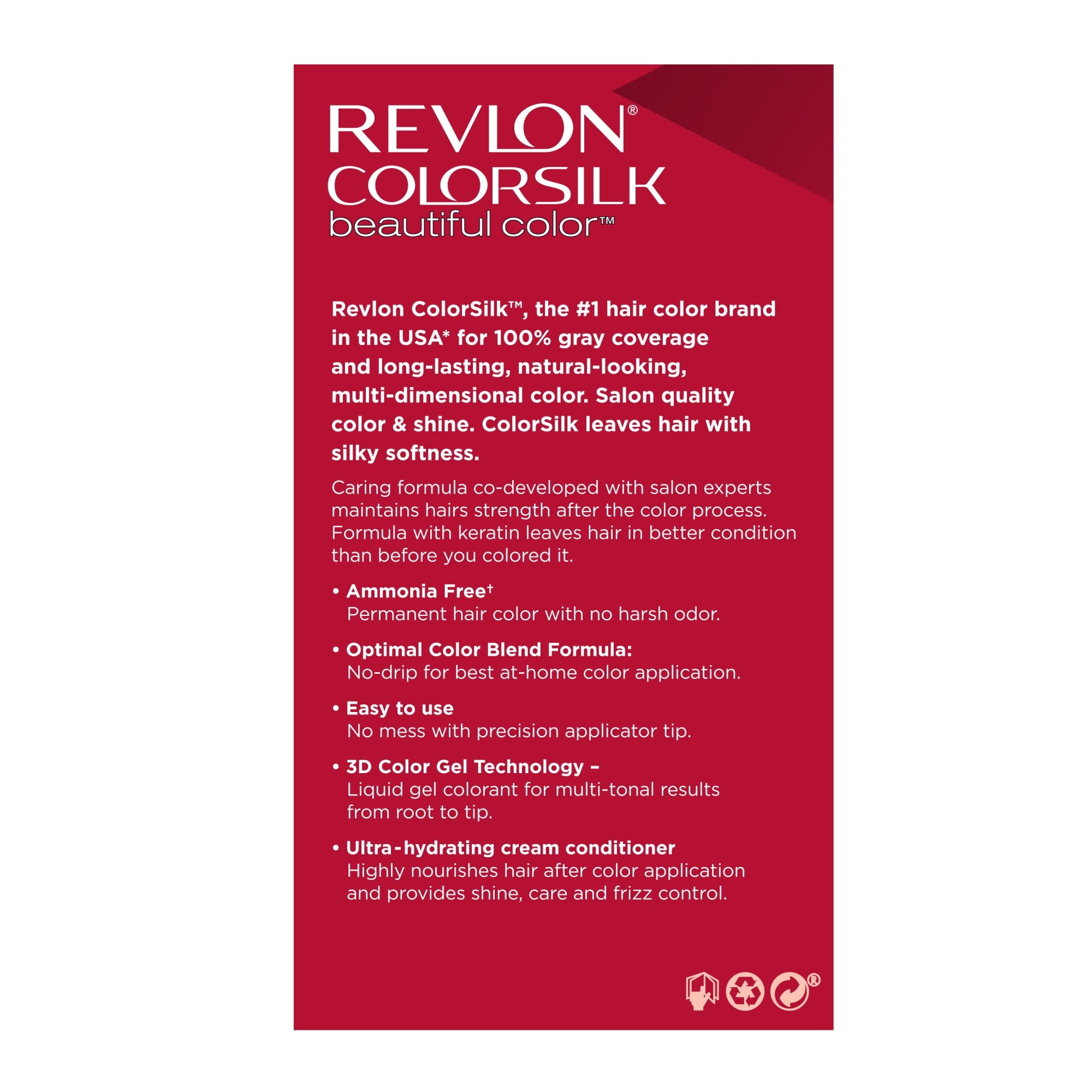 Revlon ColorSilk Beautiful Color Permanent Hair Color 3 Pack, Dark Mahogany Brown, 3 Pack