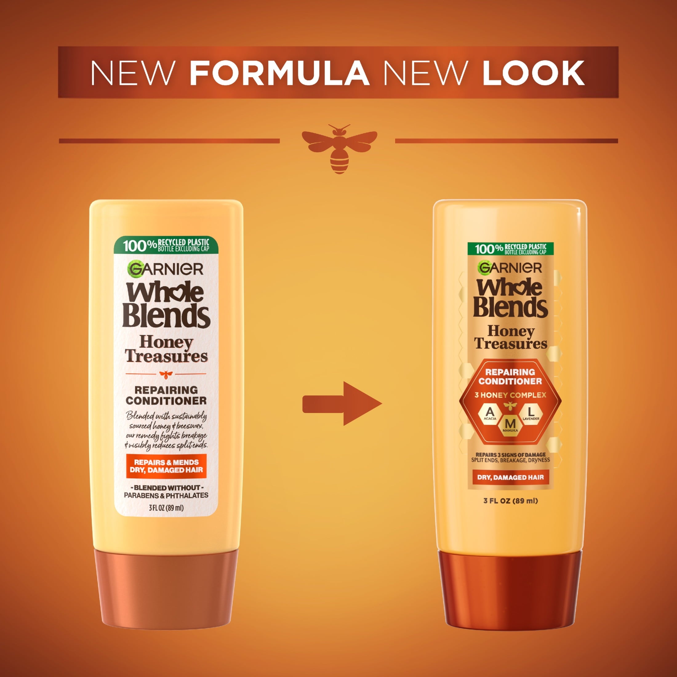 Garnier Whole Blends Repairing Conditioner with Honey Beeswax, 3 fl oz