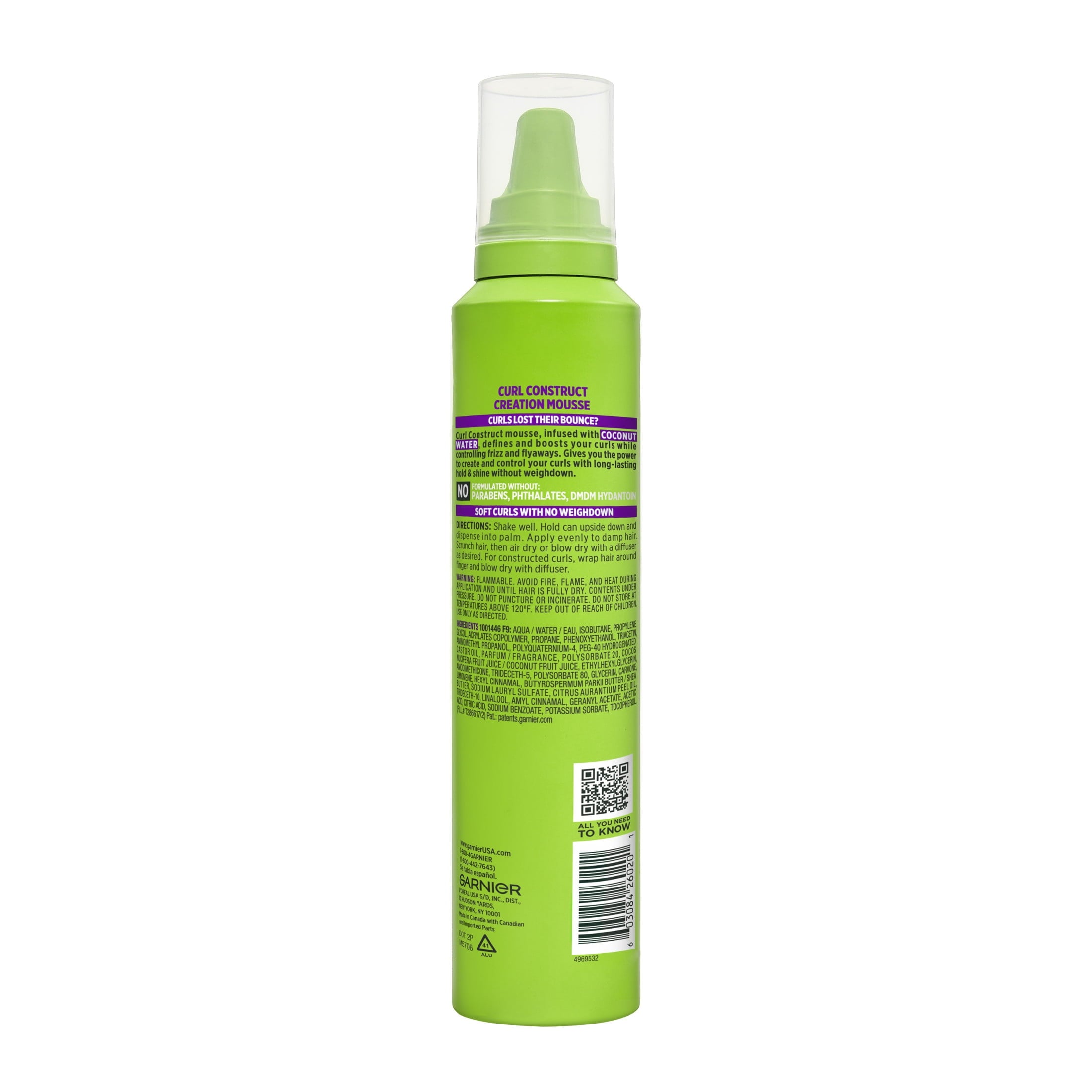 Garnier Fructis Style Curl Construct Creation Mousse, For Curly Hair, 6.8 oz.