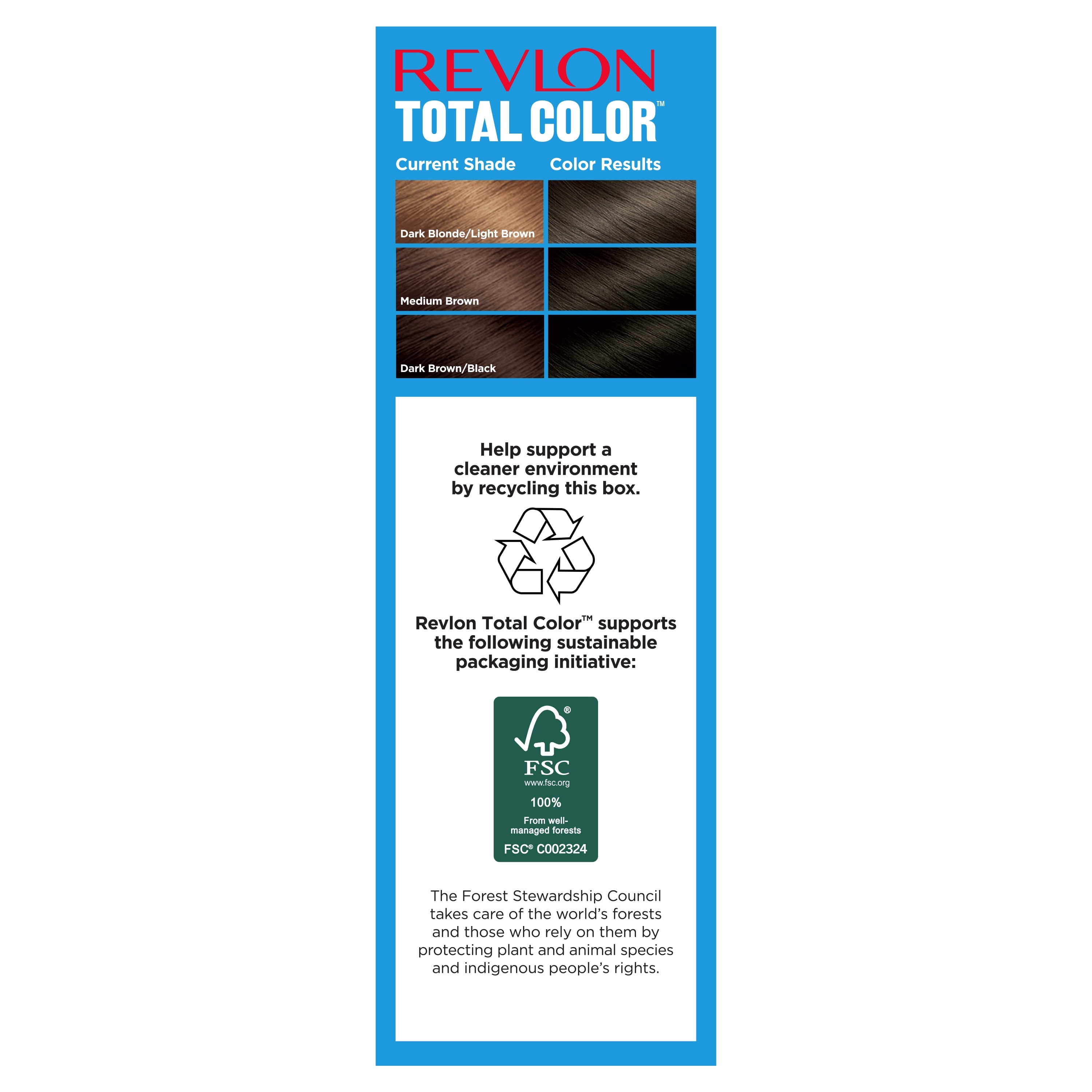 Revlon Total Color Hair Color, Clean and Vegan, 100% Gray Coverage Permanent Hair Dye - 30 Darkest Brown