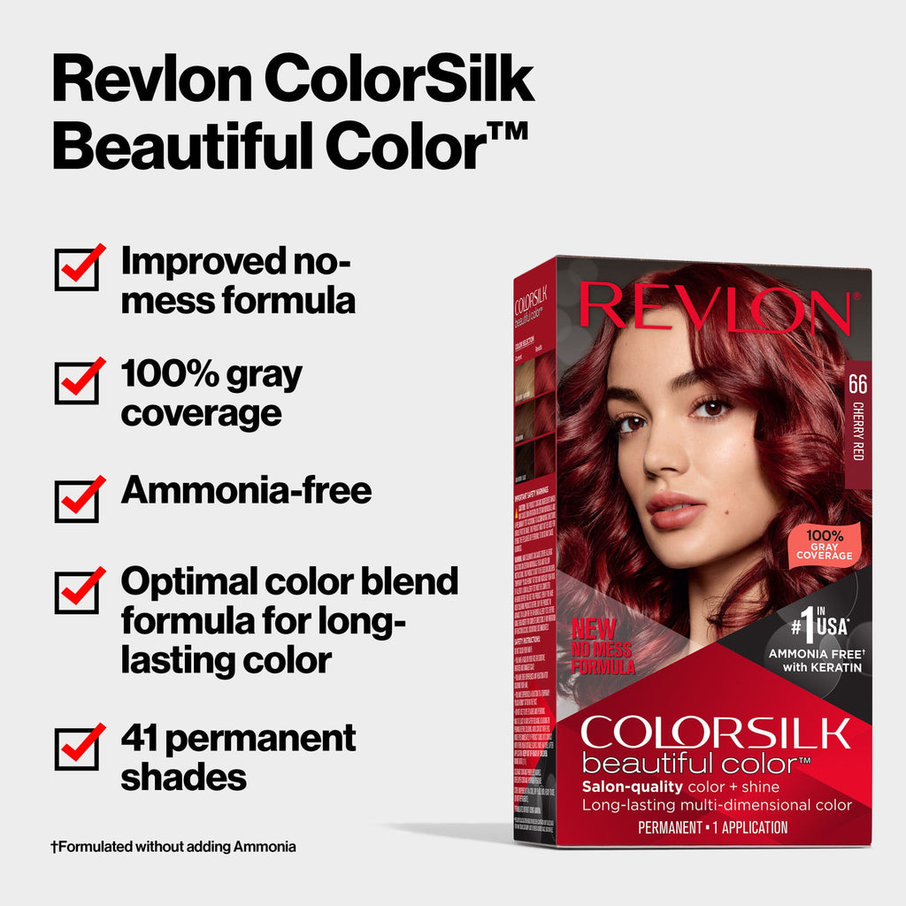 Revlon Colorsilk Beautiful Color Permanent Hair Color 3 Pack, 049 Auburn Brown, 3 Pack
